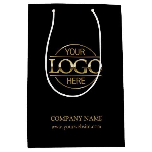 Minimalistisch zwart bedrijfslogo voor zakelijke d medium cadeauzakje (Voorkant)