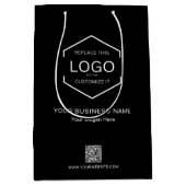 Minimalistisch Zwart Bedrijfsnaam QR Code Logo Medium Cadeauzakje (Voorkant)