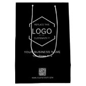 Minimalistisch Zwart Bedrijfsnaam QR Code Logo Medium Cadeauzakje (Achterkant)