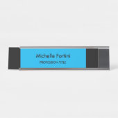 Minimalistisch zwart blauw elegant bureau naambordje (Voorkant)