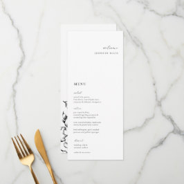 Minimalistisch Zwart Bloemen Plaats kaart Menu