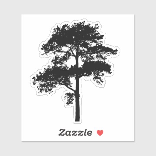 Minimalistisch zwart boomsilhouet sticker (Vel)