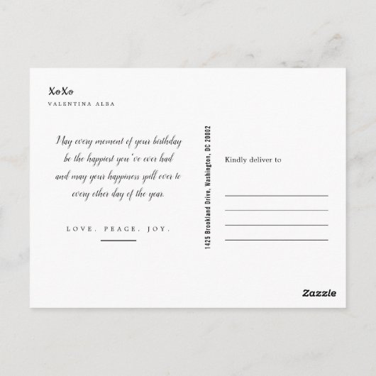 Minimalistisch zwart briefkaart (Achterkant)