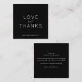 Minimalistisch zwart bruiloft dank u vierkant notitiekaartje (Voorkant / Achterkant)