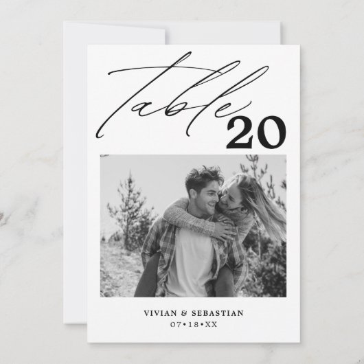 Minimalistisch zwart bruiloft tafel nummer Afbeeld Aankondiging (Achterkant)