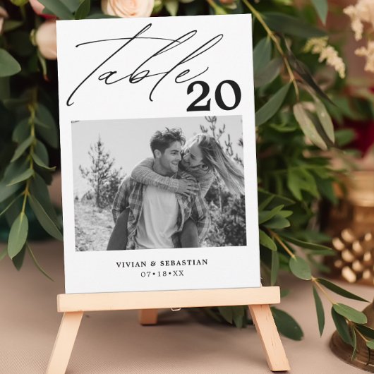 Minimalistisch zwart bruiloft tafel nummer Afbeeld Aankondiging