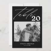 Minimalistisch zwart bruiloft tafel nummer Afbeeld Aankondiging (Achterkant)