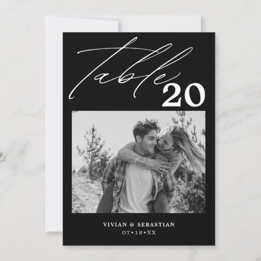 Minimalistisch zwart bruiloft tafel nummer Afbeeld Aankondiging (Achterkant)