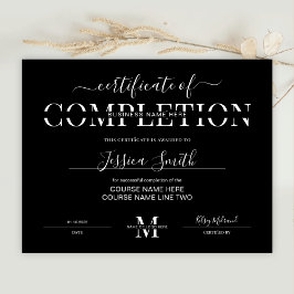 Minimalistisch zwart certificaat van voltooiing