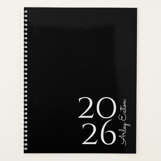 Minimalistisch Zwart Custom Persoonlijk Maandelijk Planner (Voorkant)