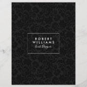 Minimalistisch zwart  Damaspatroon Flyer (Achterkant)