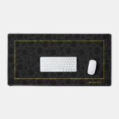 Minimalistisch zwart damast patroon gouden lijst bureaumat (Keyboard & Muis)