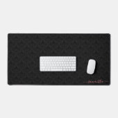 Minimalistisch zwart damast patroon roze monogram bureaumat (Keyboard & Muis)