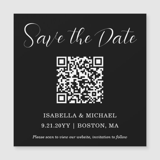 Minimalistisch zwart | De datum opslaan | QR-code  (Voorkant)