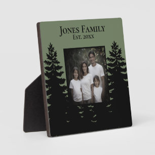 Minimalistisch zwart dennenboom silhouet personali fotoplaat