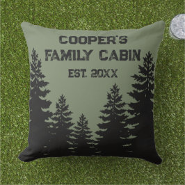 Minimalistisch zwart dennenboomsilhouet buitenkussen