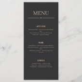 Minimalistisch zwart donker restaurant- of huwelij programmakaart (Voorkant)