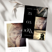 Minimalistisch zwart eenvoudig script 3 foto bruil save the date