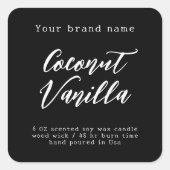 Minimalistisch zwart eenvoudig verpakkingskaarseti vierkante sticker (Voorkant)