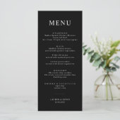Minimalistisch zwart eenvoudige bruiloft menu Kaar (Staand voorkant)