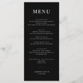 Minimalistisch zwart eenvoudige bruiloft menu Kaar (Voorkant)
