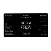Minimalistisch zwart eenvoudige kamer spuitfles pr etiket (Voorkant)