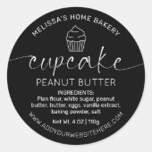 Minimalistisch zwart Elegant Calligrafie Cupcake L Ronde Sticker (Voorkant)
