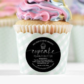 Minimalistisch zwart Elegant Calligrafie Cupcake L Ronde Sticker