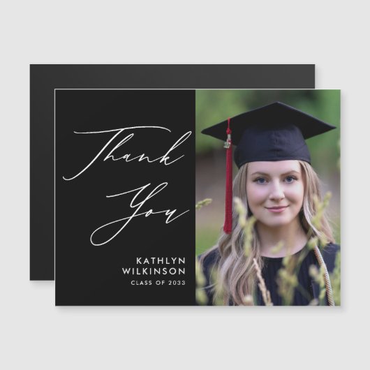 Minimalistisch zwart elegant script AFSTUDEERDER D (Voorkant / Achterkant)