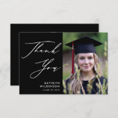 Minimalistisch zwart elegant script AFSTUDEERDER D Kaart (Voorkant / Achterkant)