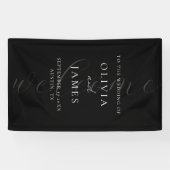 Minimalistisch Zwart Elegant Script Huwelijk Welko Spandoek (Horizontaal)