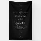 Minimalistisch Zwart Elegant Script Huwelijk Welko Spandoek (Verticaal)