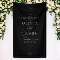 Minimalistisch Zwart Elegant Script Huwelijk Welko