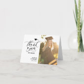 Minimalistisch zwart Elegant Script Photo Afstuder Bedankkaart (Voorkant)