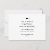 Minimalistisch zwart Elegant Script Photo Afstuder Bedankkaart (Achterkant)