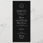Minimalistisch Zwart Elegant Trouwdiner Menu (Voorkant)