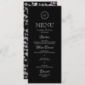 Minimalistisch Zwart Elegant Trouwdiner Menu (Voorkant / Achterkant)