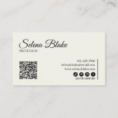 Minimalistisch zwart en beige | Moderne QR-code Visitekaartje (Achterkant)