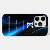 Minimalistisch zwart en blauw Modern Monogram Hoes (Achterkant (horizontaal))