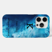 Minimalistisch zwart en blauw Modern Monogram Hoes (Achterkant (horizontaal))