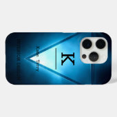 Minimalistisch zwart en blauw Modern Monogram Hoes (Achterkant (horizontaal))