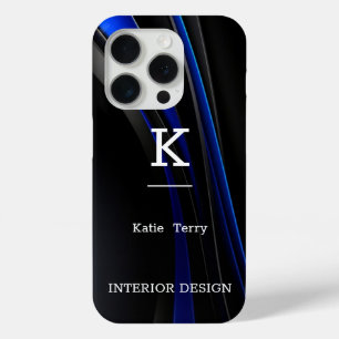 Minimalistisch zwart en blauw Modern Monogram Hoes