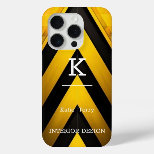 Minimalistisch zwart en geel Modern Monogram Hoesj Case-Mate iPhone Case (Achterkant)
