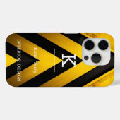 Minimalistisch zwart en geel Modern Monogram Hoesj Case-Mate iPhone Case (Achterkant (horizontaal))