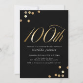 Minimalistisch Zwart en Goud 100e Verjaardagsfeest Kaart (Voorkant)