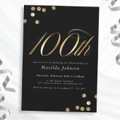 Minimalistisch Zwart en Goud 100e Verjaardagsfeest Kaart