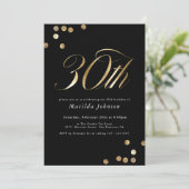 Minimalistisch Zwart en Goud 30e Verjaardagsfeest Kaart (Staand voorkant)