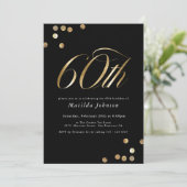 Minimalistisch Zwart en Goud 60e Verjaardagsfeest Kaart (Staand voorkant)