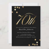 Minimalistisch Zwart en Goud 70e Verjaardagsfeest Kaart (Voorkant)