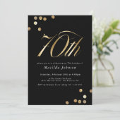 Minimalistisch Zwart en Goud 70e Verjaardagsfeest Kaart (Staand voorkant)